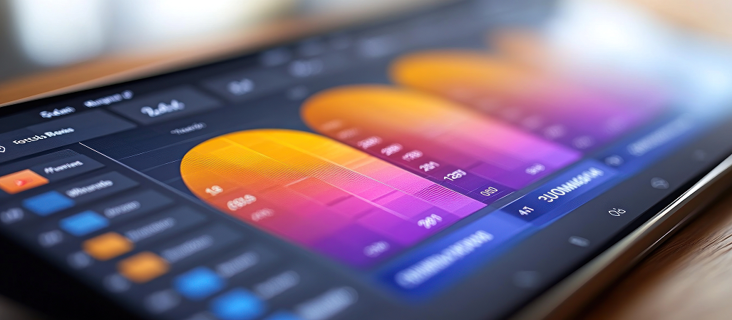 Analytics dashboard with colourful performance charts